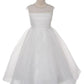 Dress - Pearl Trim Satin Organza Overlay Dress