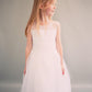 Dress - Pearl Trim Satin Organza Overlay Dress