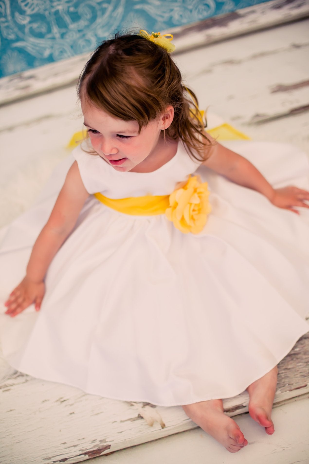 Dress - Poly Silk Organza Sash Classic Baby Dress (Ivory Dress)