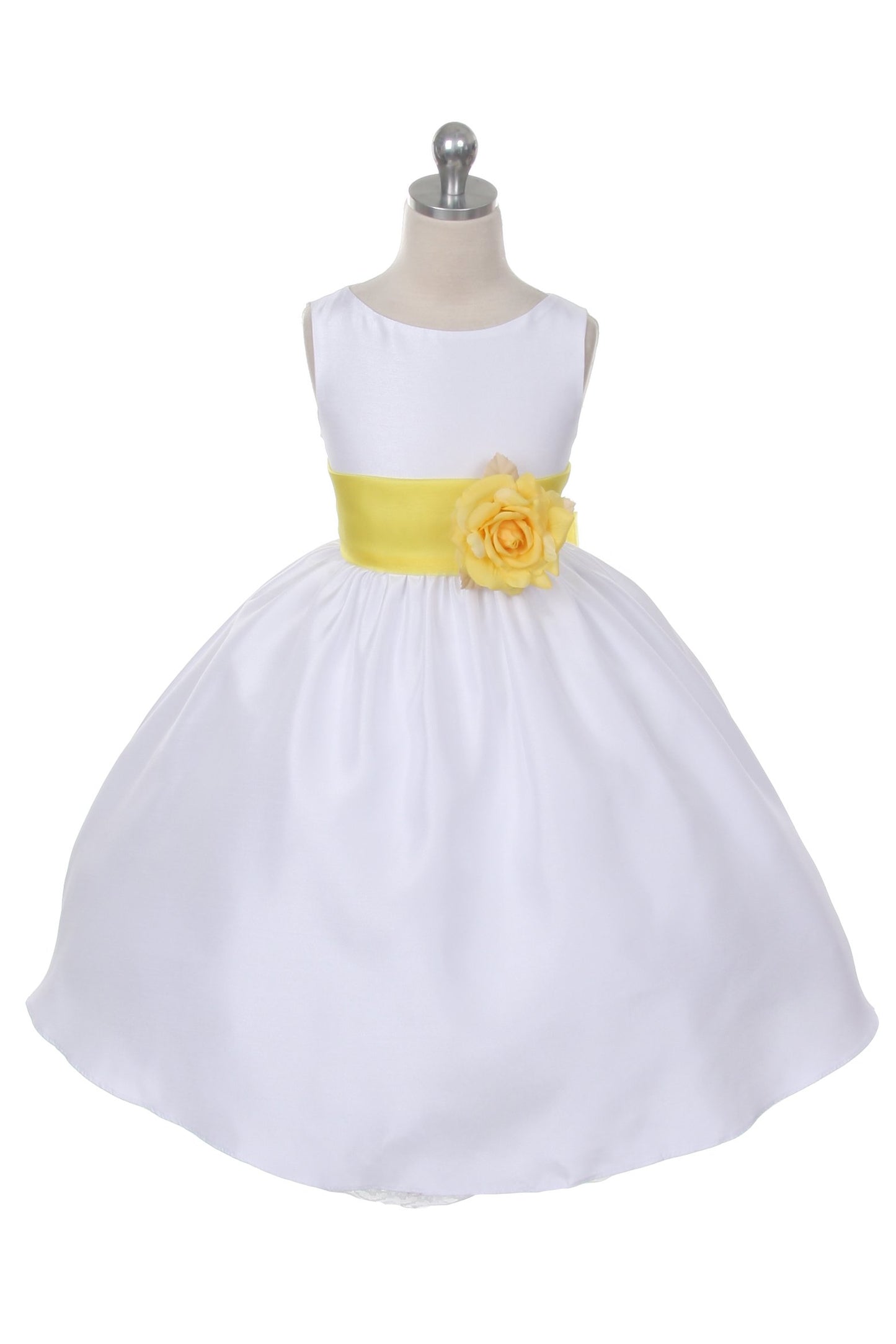 Dress - Poly Silk Organza Sash Girl Dress (Ivory Dress)