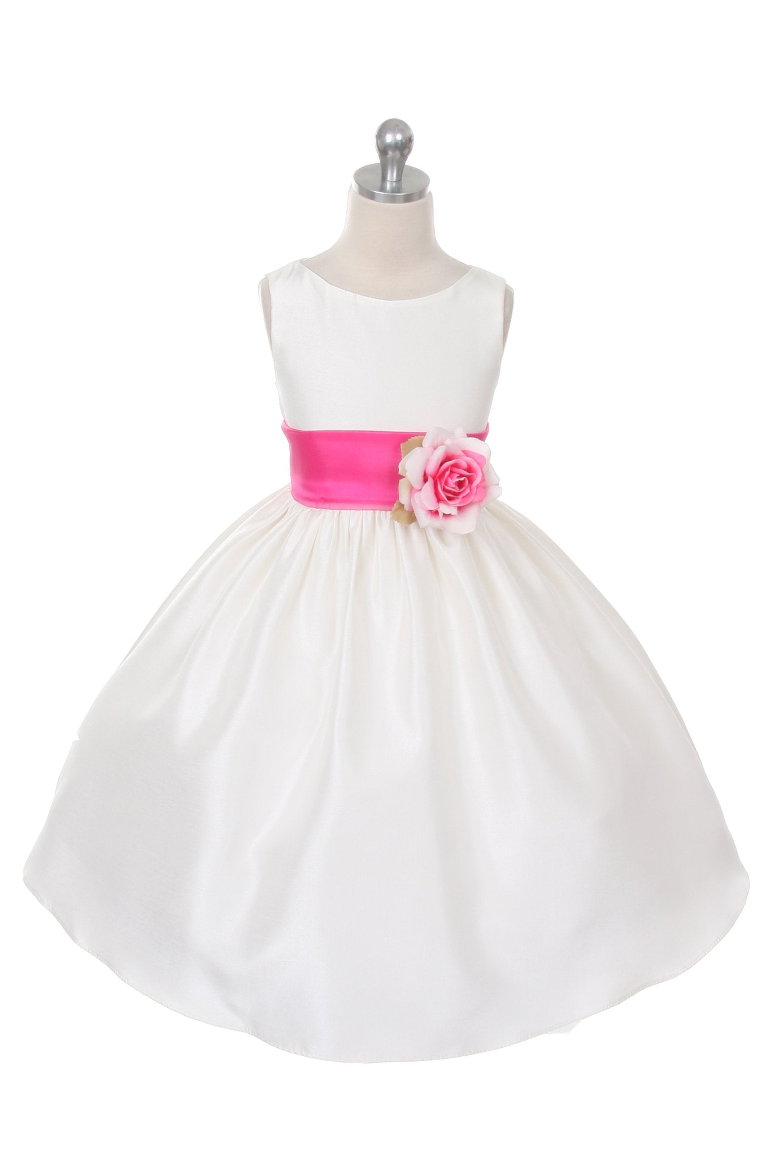 Dress - Poly Silk Organza Sash Girl Dress (Ivory Dress)