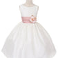 Dress - Poly Silk Organza Sash Girl Dress (White Dress)