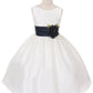 Dress - Poly Silk Organza Sash Girl Dress (White Dress)