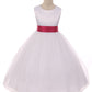 Dress - Satin Sash Bow Girl Dress (White Dress)