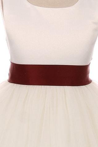 Dress - Satin Sash Bow Girl Dress (White Dress)