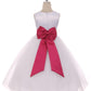 Dress - Satin Sash Bow Girl Dress (White Dress)