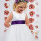 Dress - Satin Sash Bow Girl Dress (White Dress)