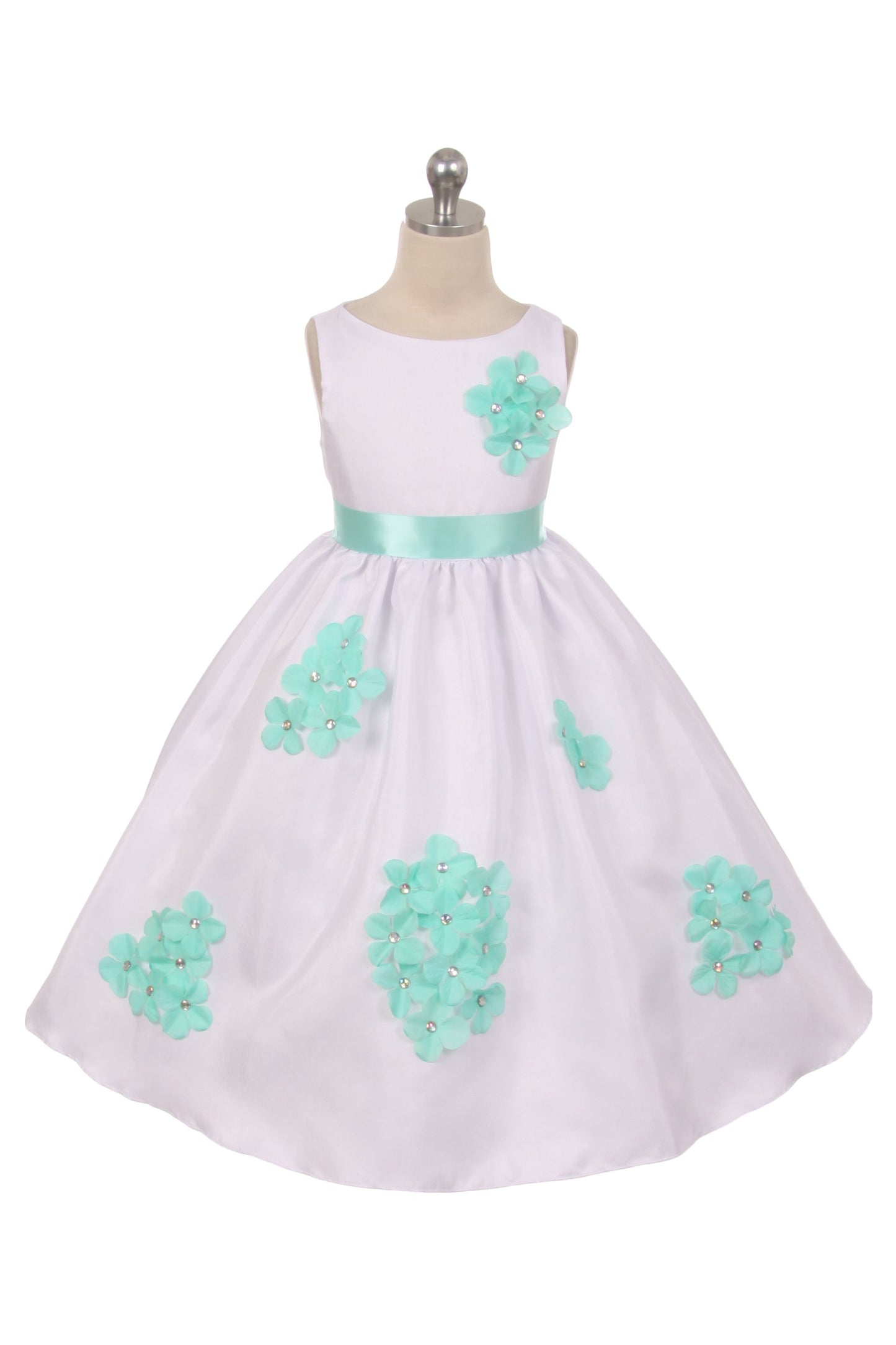 Dress - Shantung Dress Decorated With Flower Petals