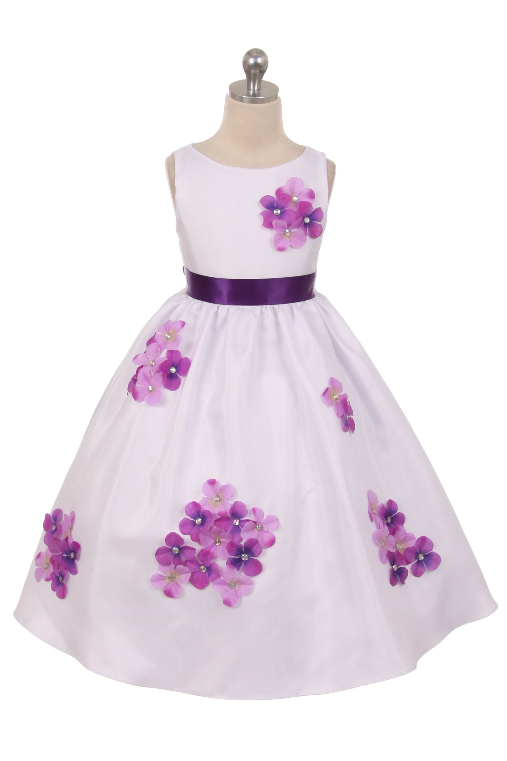 Dress - Shantung Dress Decorated With Flower Petals