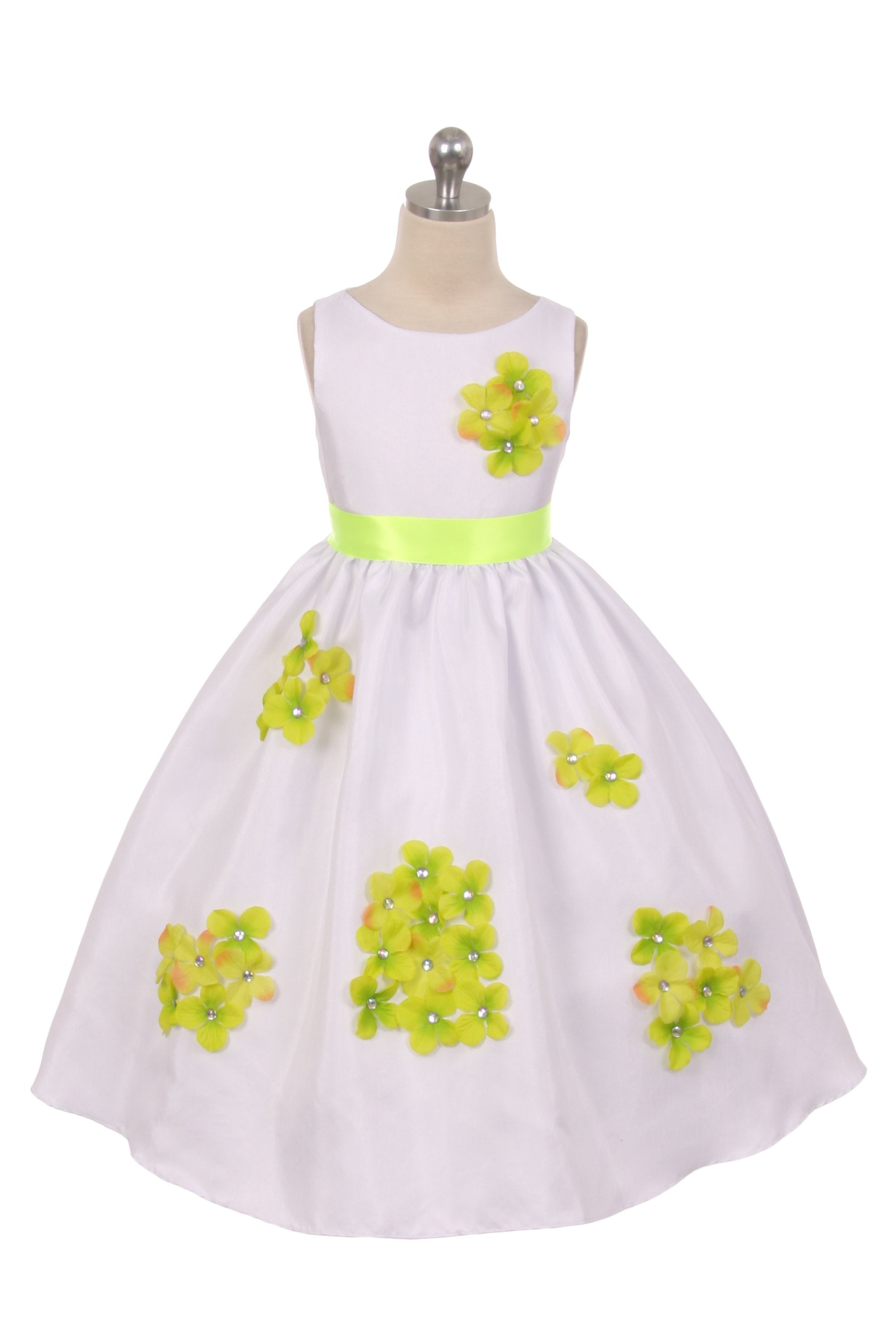 Dress - Shantung Dress Decorated With Flower Petals