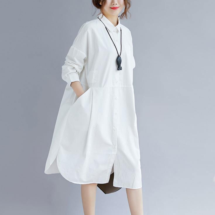 white casual shirt dress