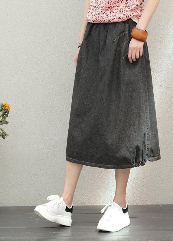 mid length denim skirts