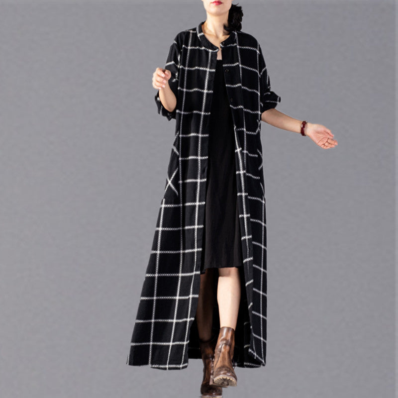 plaid maxi coat