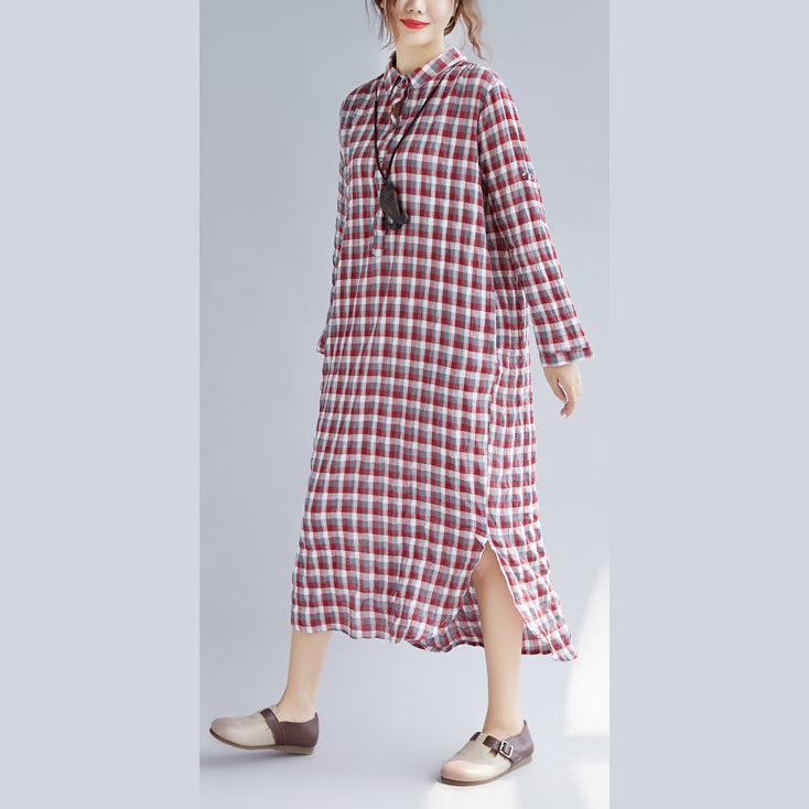 plaid maxi shirt dress