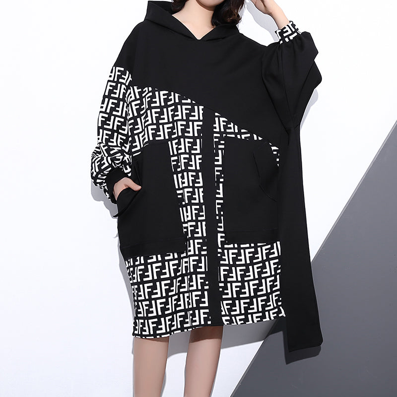 black hoodie dress plus size