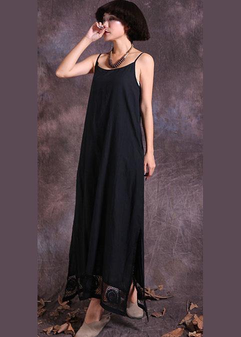 black linen sleeveless dress