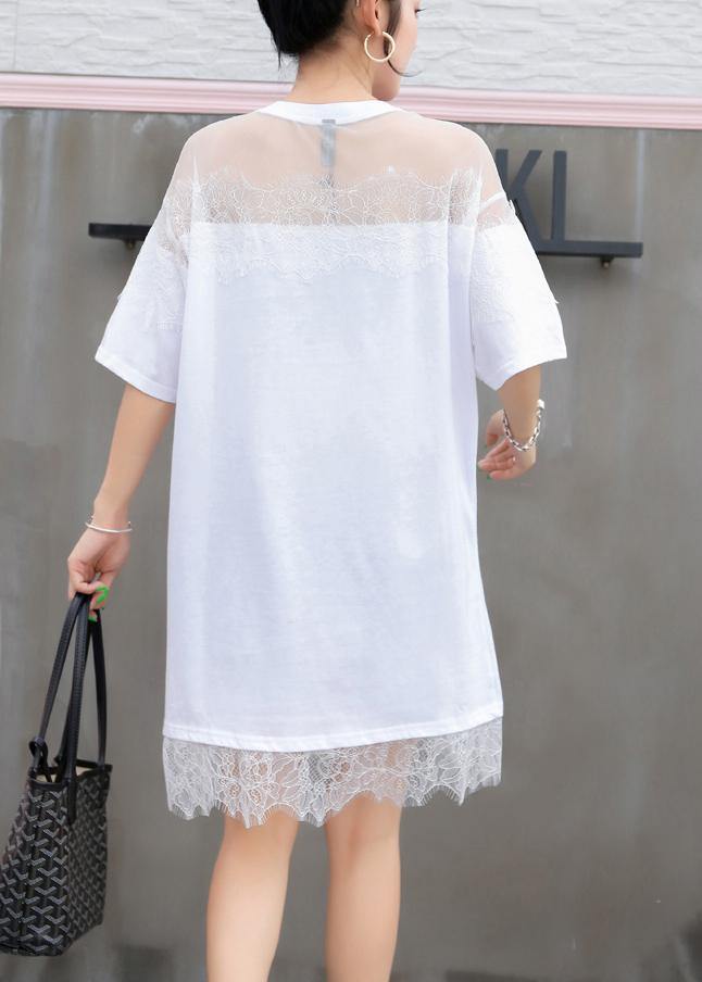 white patchwork lace dress