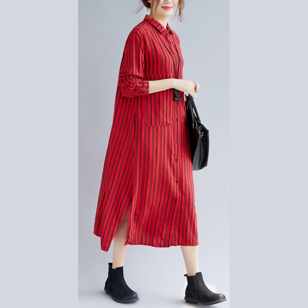 red long sleeve shirt dress