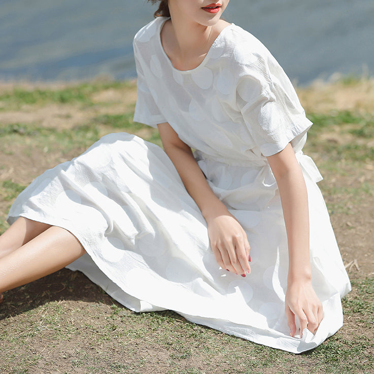 white maxi dress linen