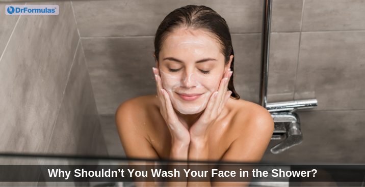 washing face in shower