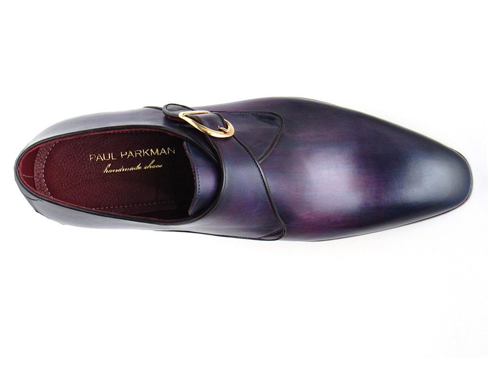 Paul Parkman Single Monkstrap Shoes Purple Leather by PAUL PARKMAN on OOSTOR.com