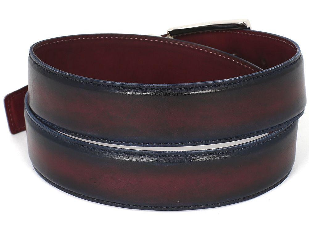 PAUL PARKMAN Men's Leather Belt Dual Tone Navy & Bordeaux by PAUL PARKMAN on OOSTOR.com