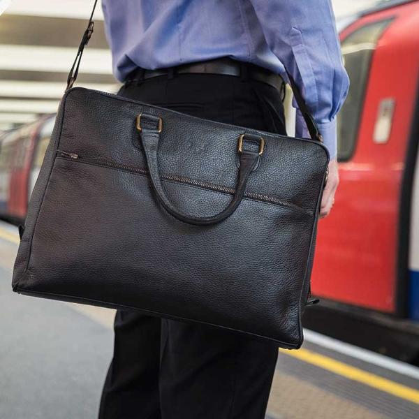 Fox Briefcase / Messenger Bag - Classic Black