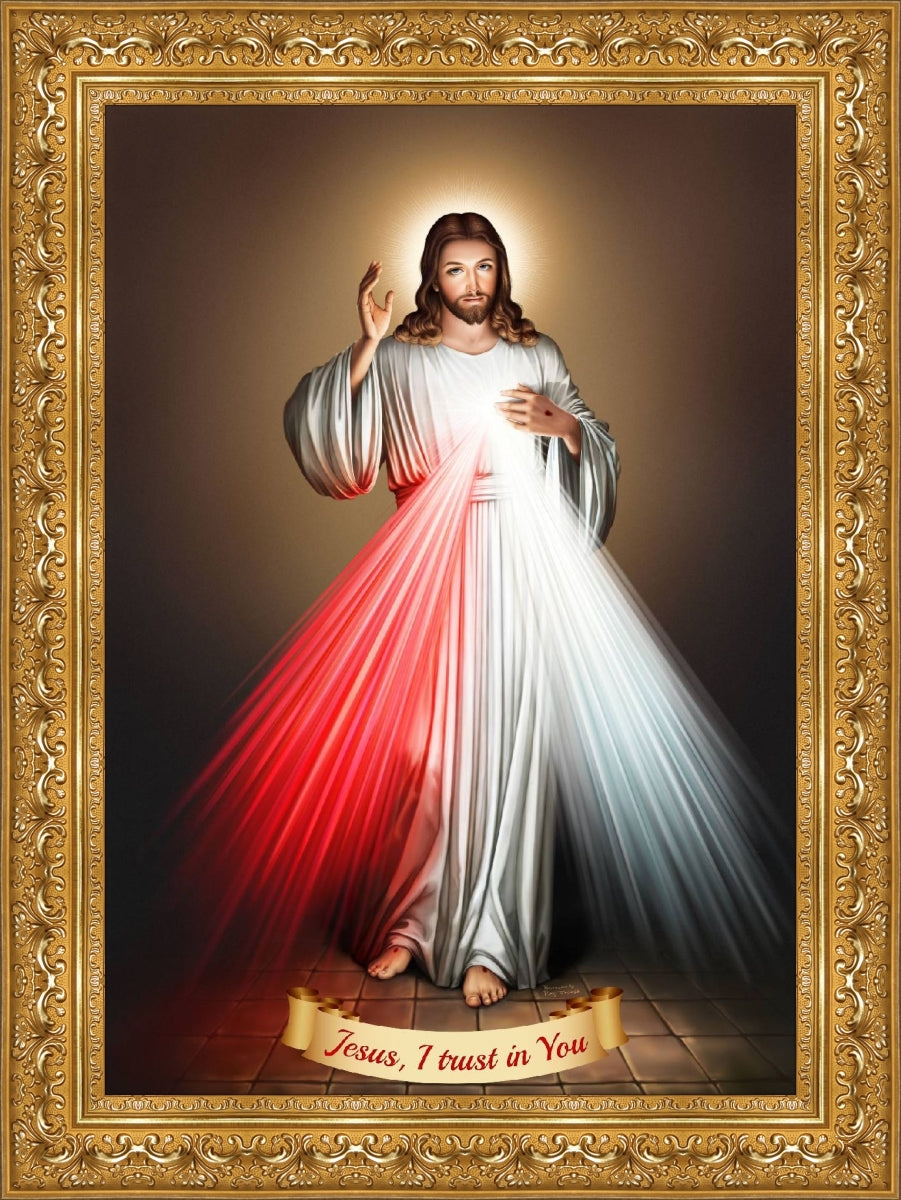 Divine Mercy Portrait - Premium Canvas Print in Ornate Designer ...