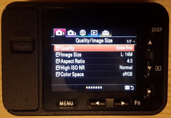 Set image quality on sony camera
