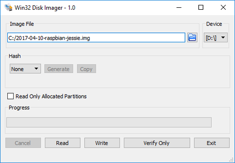 raspbian disk imager