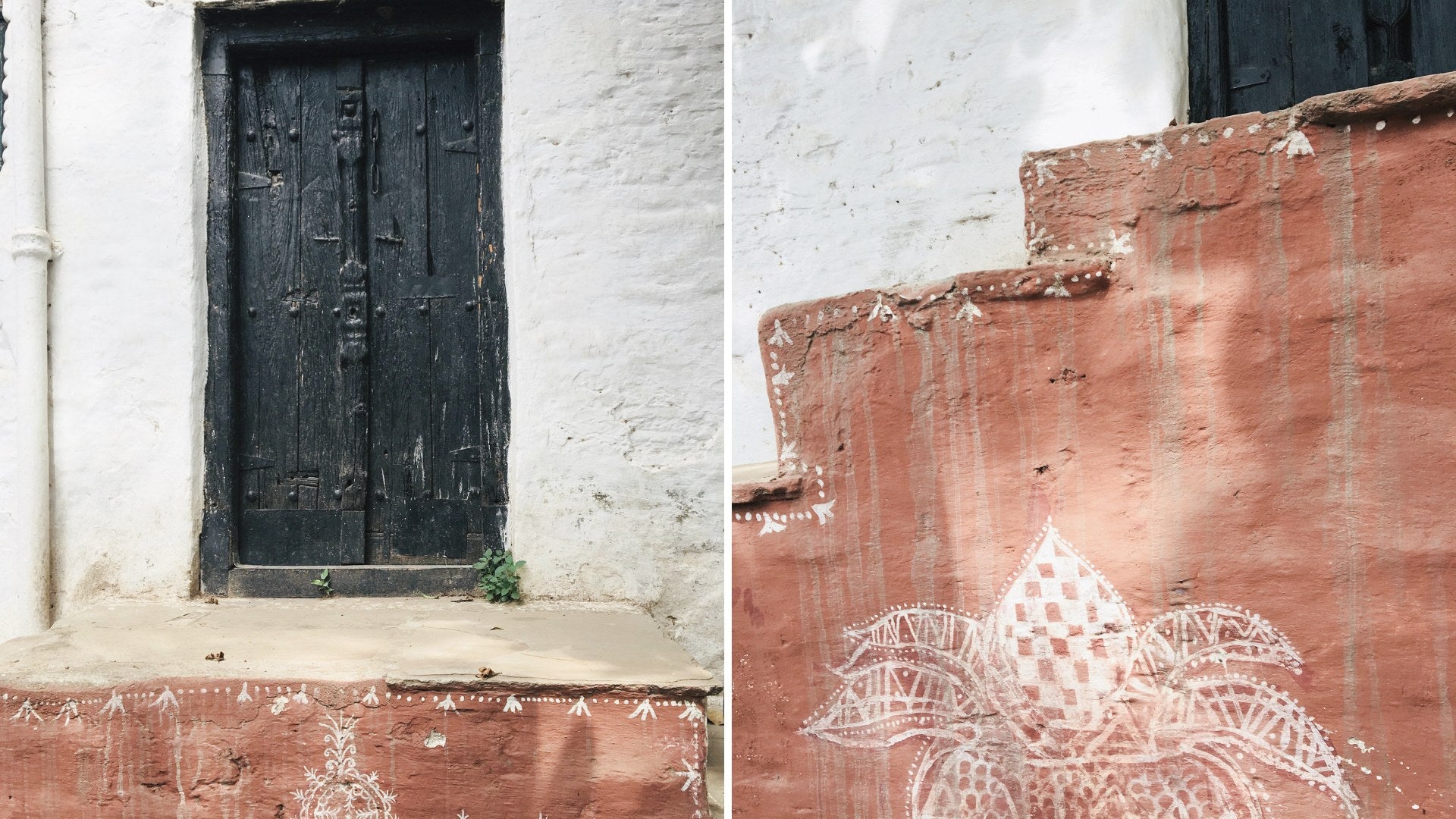 The motifs with chalk paint on the walls on the artisan homes.