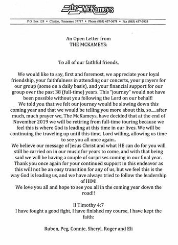 An Open Letter From The Mckameys