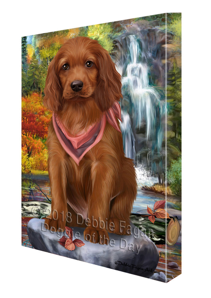 Scenic Waterfall Irish Setter Dog 