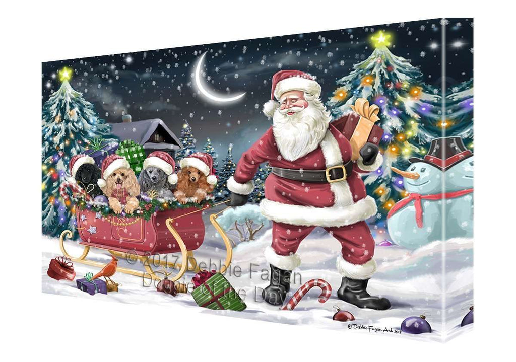 Happy Holidays Santa Sleeping Miniature Pinscher Dog Christmas Canvas Wall Art