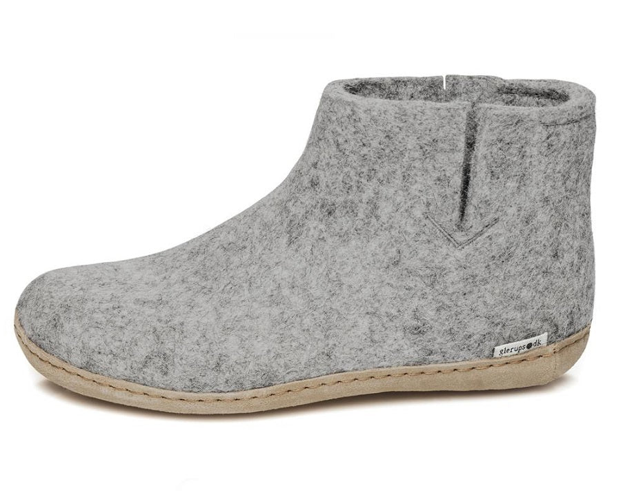 pilot Marty Fielding Sukkerrør Glerups NZ Felted Wool Boot with Leather Sole - Grey | Clevedon Woolshed