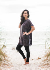 black and gray hand dyed tunic in natural fibers