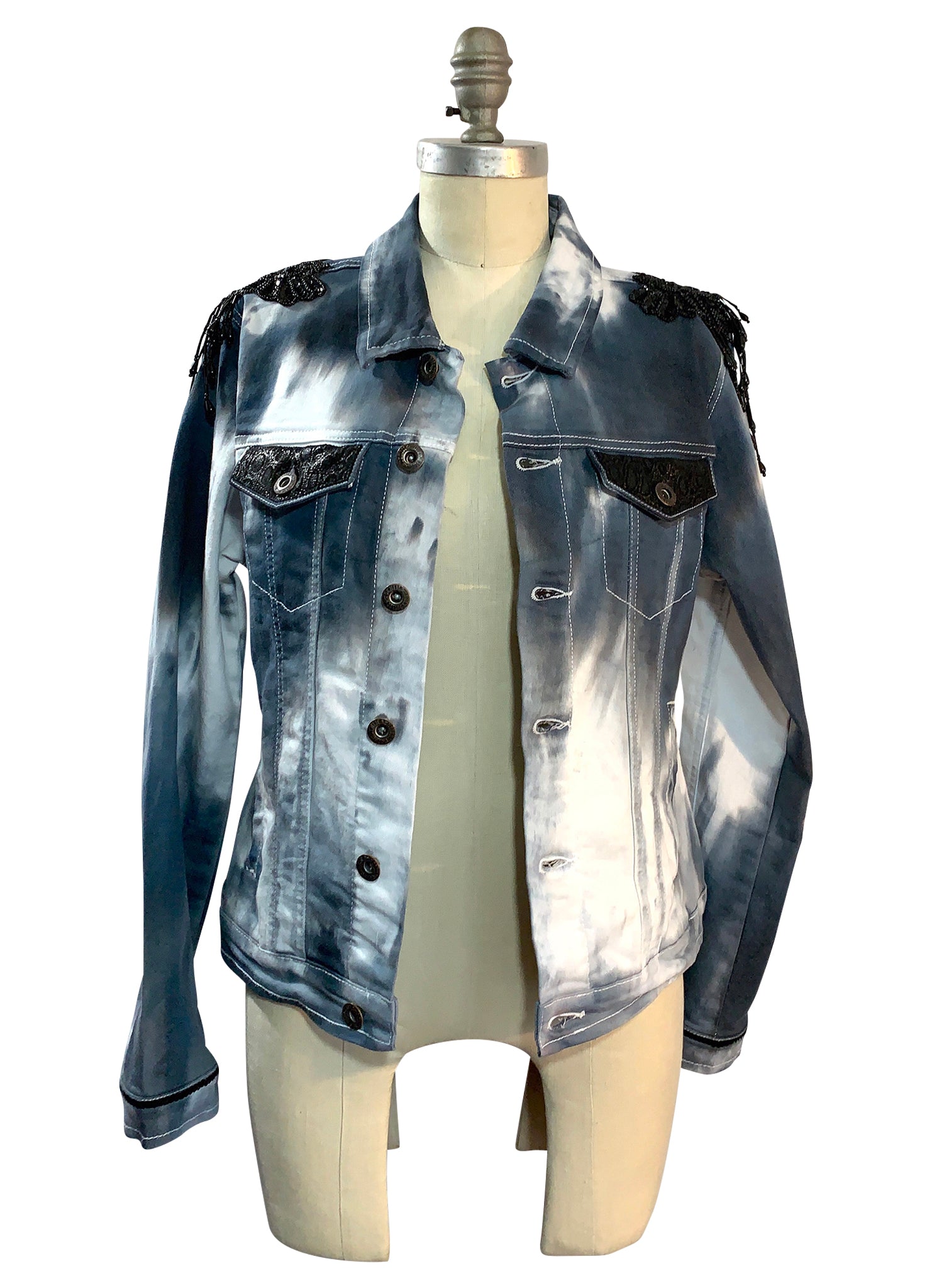 Black and White Hand-Dyed Denim Jacket Black and White Hand-Dyed Denim Jacket