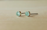 Sky Blue Topaz Bezel Set Gemstone Titanium Stud Earrings for Sensitive Ears / Metal Allergies