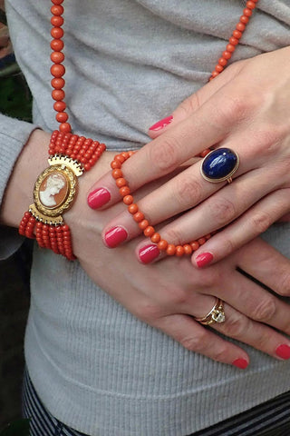 coral-bracelet,-lapis-ring | Doyle & Doyle