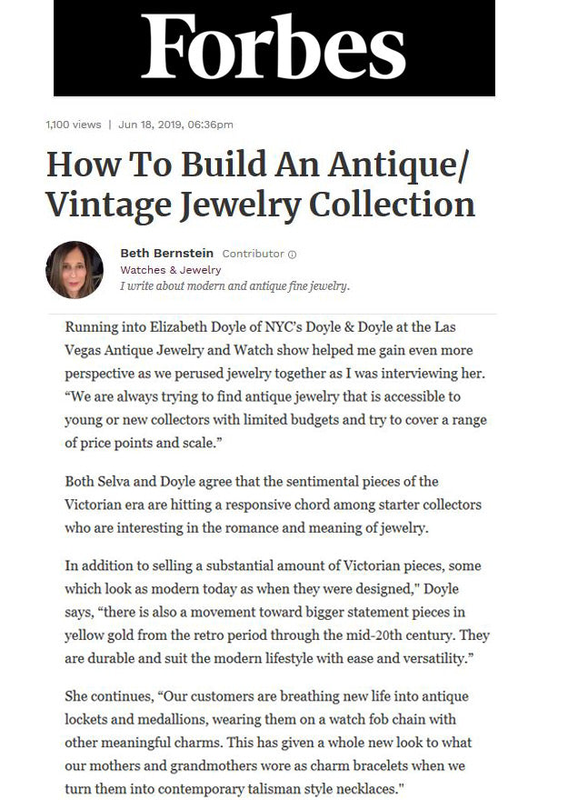 Forbes June 2019 Antique Vintage Jewelry Collection Doyle & Doyle