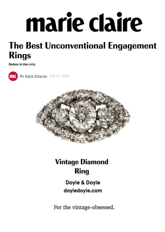 Marie Claire unconventional vintage engagement ring 02-17-20 from Doyle & Doyle in New York