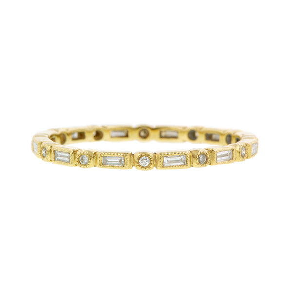 Baguette And Round Diamond Wedding Band In 14k Yellow Gold Shane Co