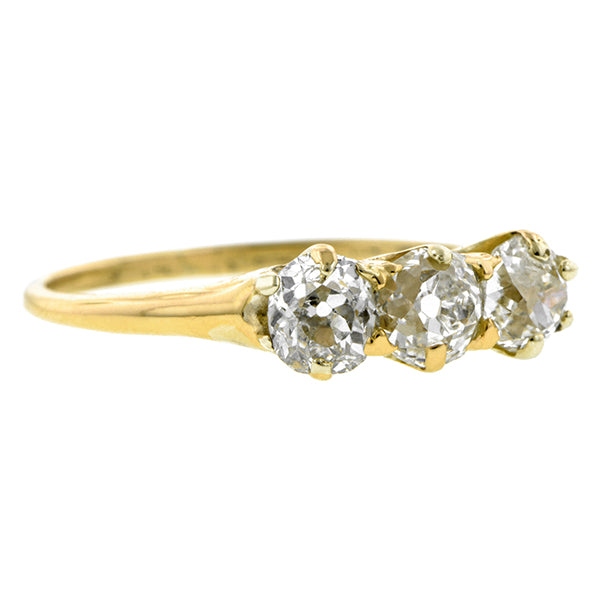 Victorian Three Diamond Ring, Old Mine Cut; 0.94ctw:: Doyle & Doyle