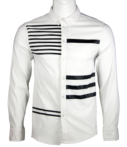 Striped Long Sleeve Shirt (White) 1641