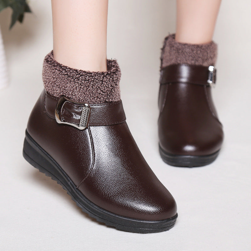 leather short boots for women