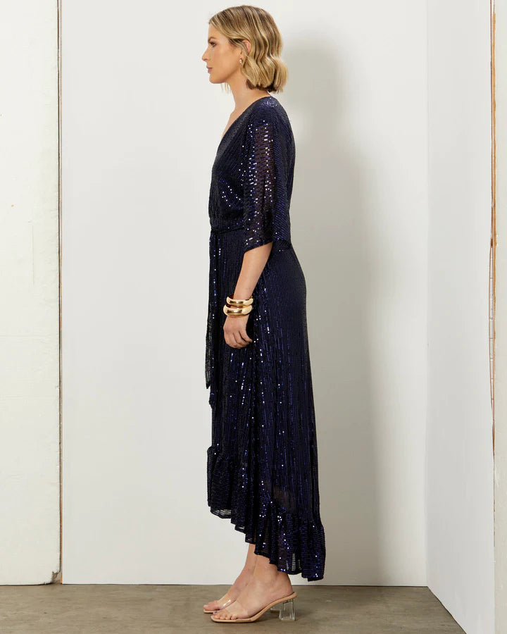 FATE+BECKER NIGHTLIFE SEQUINNED DRESS MARINE
