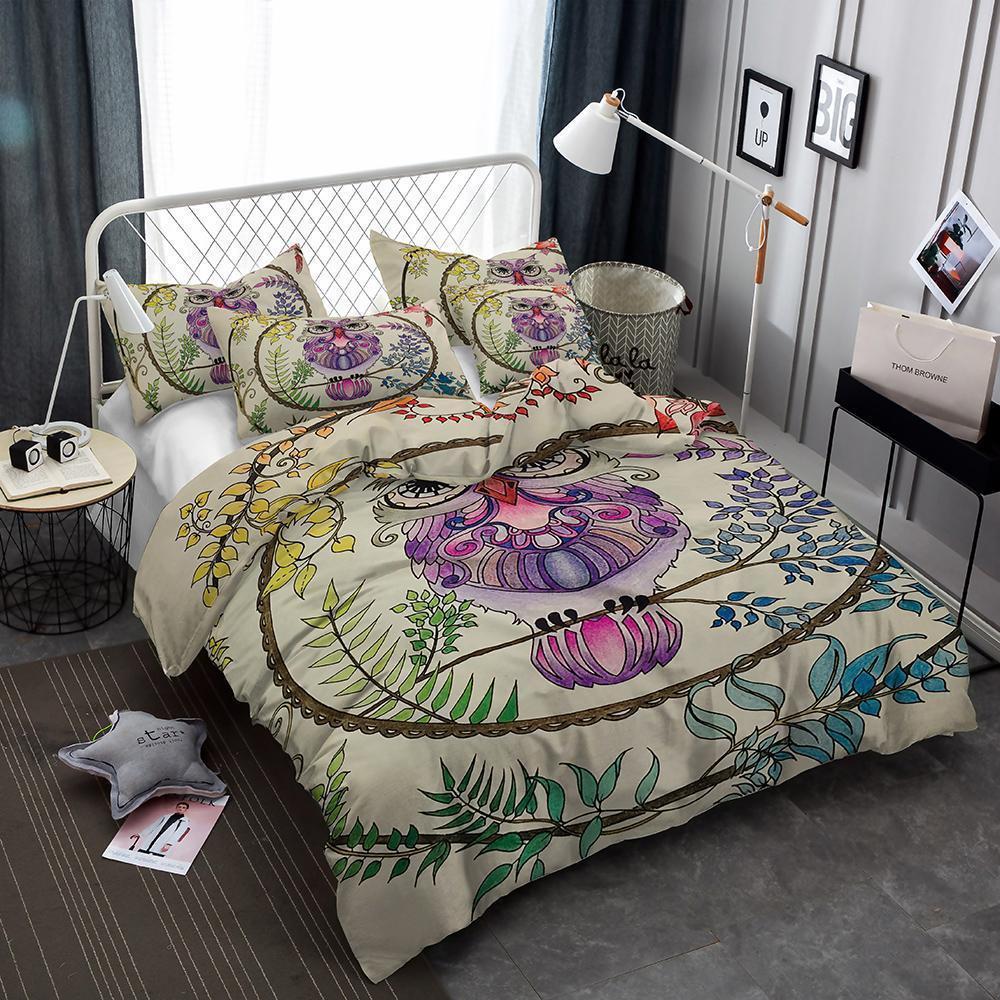 3 Pcs Bedding Sets 3d Night Owl Art Print All Size Art Print Duvet Cover Bed Set