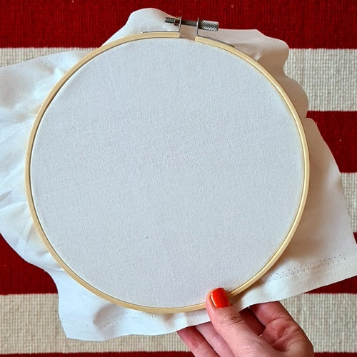 A photo of a blank embroidery hoop