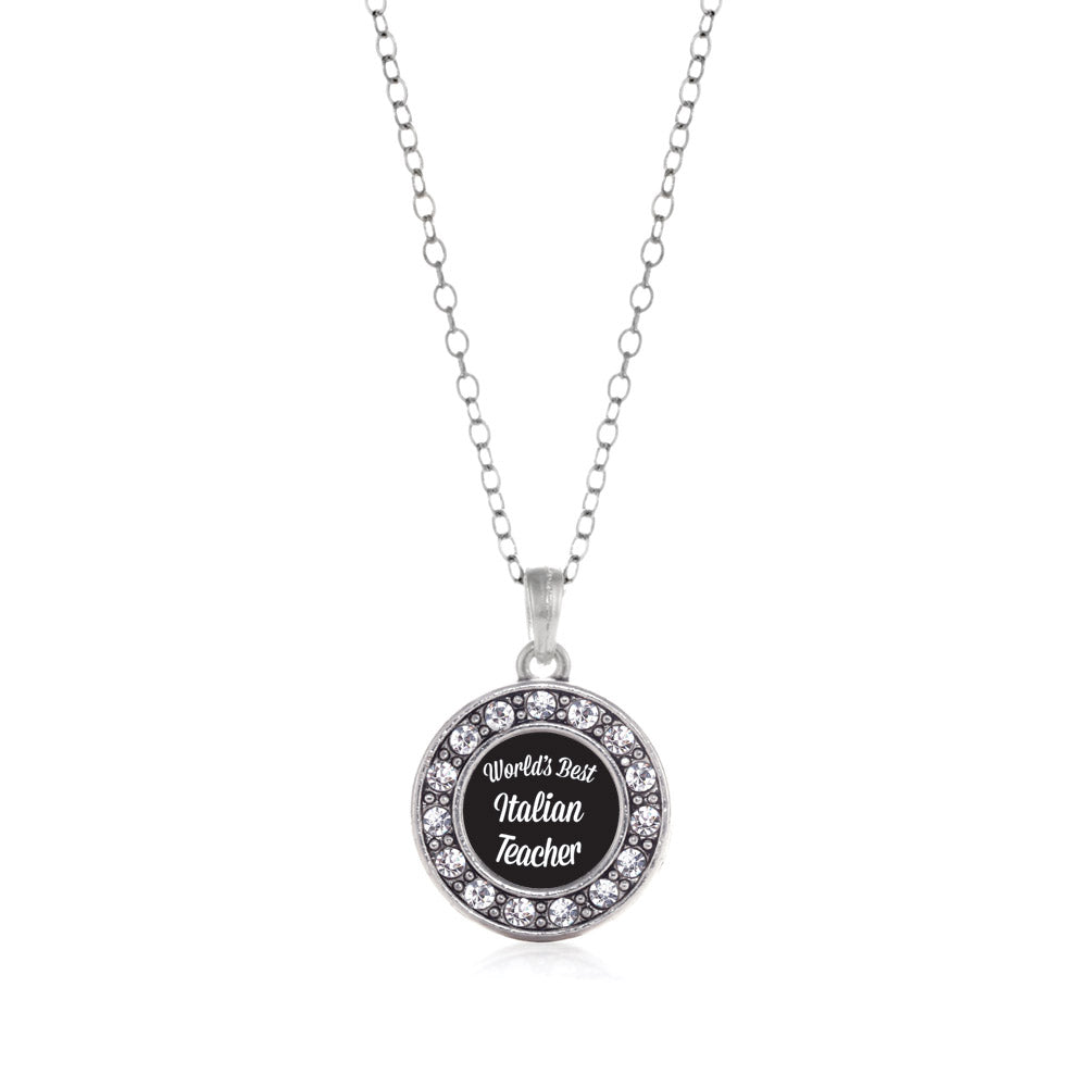 Silver World's Best Italian Teacher Circle Charm Classic Necklace