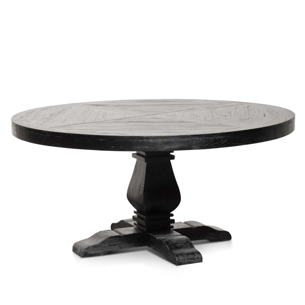 black wood round dining table